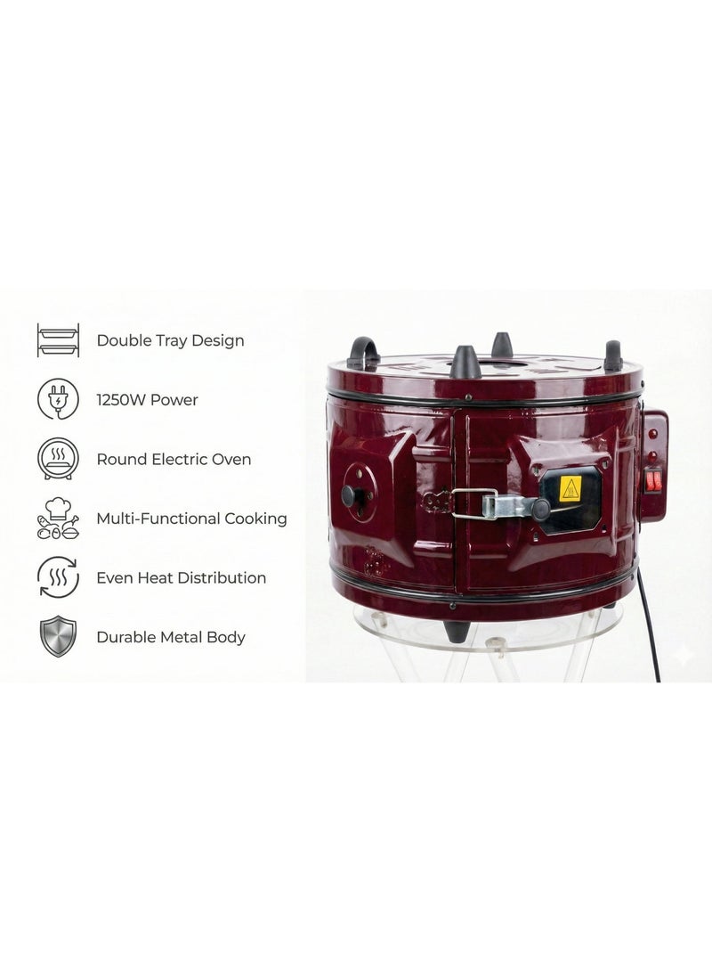 Homemaker Home Maker Double Tray Round Oven AV 3002 – 1250W Multi-Layer Electric Oven for Efficient Cooking - Image 1